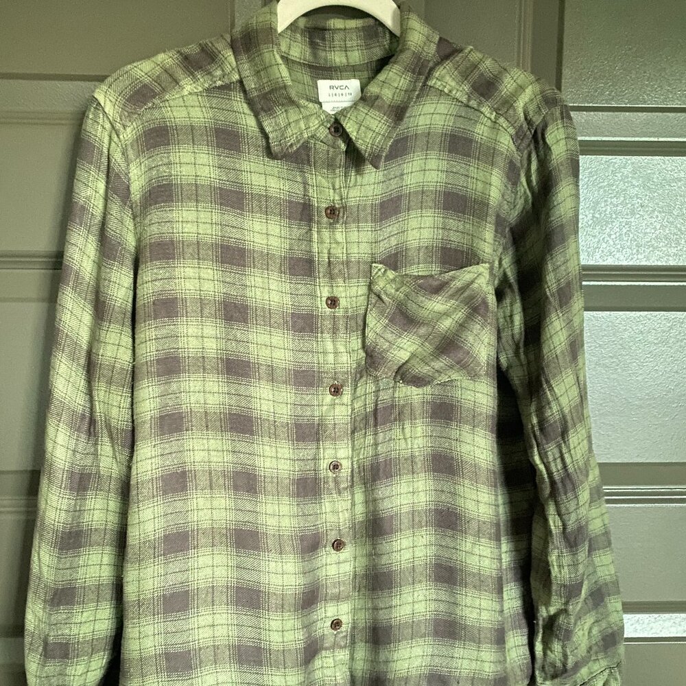 RVCA Women's Green Flannel LG Size 12